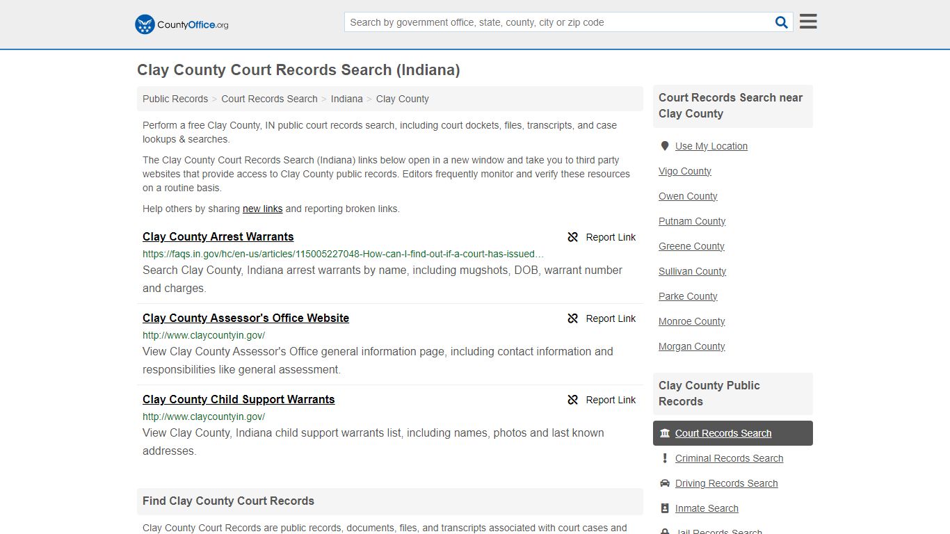 Clay County Court Records Search (Indiana) - County Office